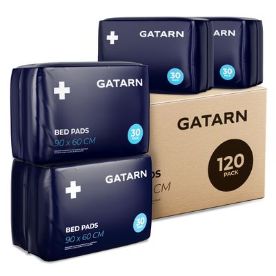 120 x Gatarn Premium Incontinence Bed Pads 60 x 90cm | Disposable Incontinence Bed Sheets | High Absorbency Waterproof Incontinence Underpads for Adults, Babies | Disposable Changing Mats For Babies