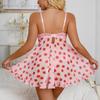 Crexomi Women Sexy Lingerie Open Front Babydoll Dress Lace Chemise Sleepwear Mesh Nightgown with Thong, Strawberry, M view 2