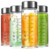 16 oz Glass Juice Bottles 4 Pack Reusable Wide Mouth Juicing Containers with Stainless Steel Lids Glass Shaker Bottles for Protein Mixes, Smoothies, Water, Beverage view 1