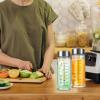 16 oz Glass Juice Bottles 4 Pack Reusable Wide Mouth Juicing Containers with Stainless Steel Lids Glass Shaker Bottles for Protein Mixes, Smoothies, Water, Beverage view 2