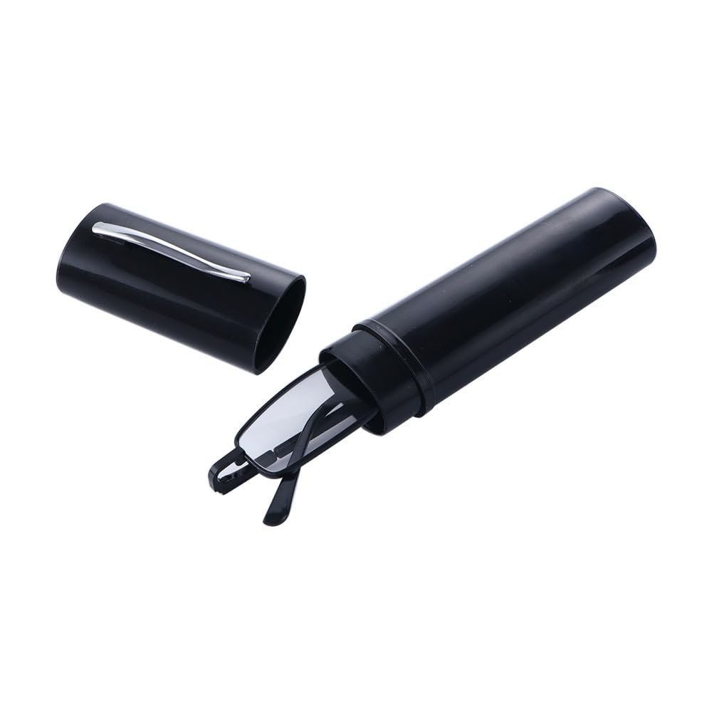 Folding Reading Glasses Anti Blue Light Glass, Compact Readers Portable Pocket Glasse With Pen Tube Case(red-+400)