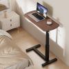 HARELA Overbed Bedside Table with Wheels Adjustable Height, Mobile Standing Workstation Laptop Cart Overbed Desk Laptop Desk for Hospital and Home Use(Dark Brown) view 1