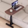 HARELA Overbed Bedside Table with Wheels Adjustable Height, Mobile Standing Workstation Laptop Cart Overbed Desk Laptop Desk for Hospital and Home Use(Dark Brown) view 3