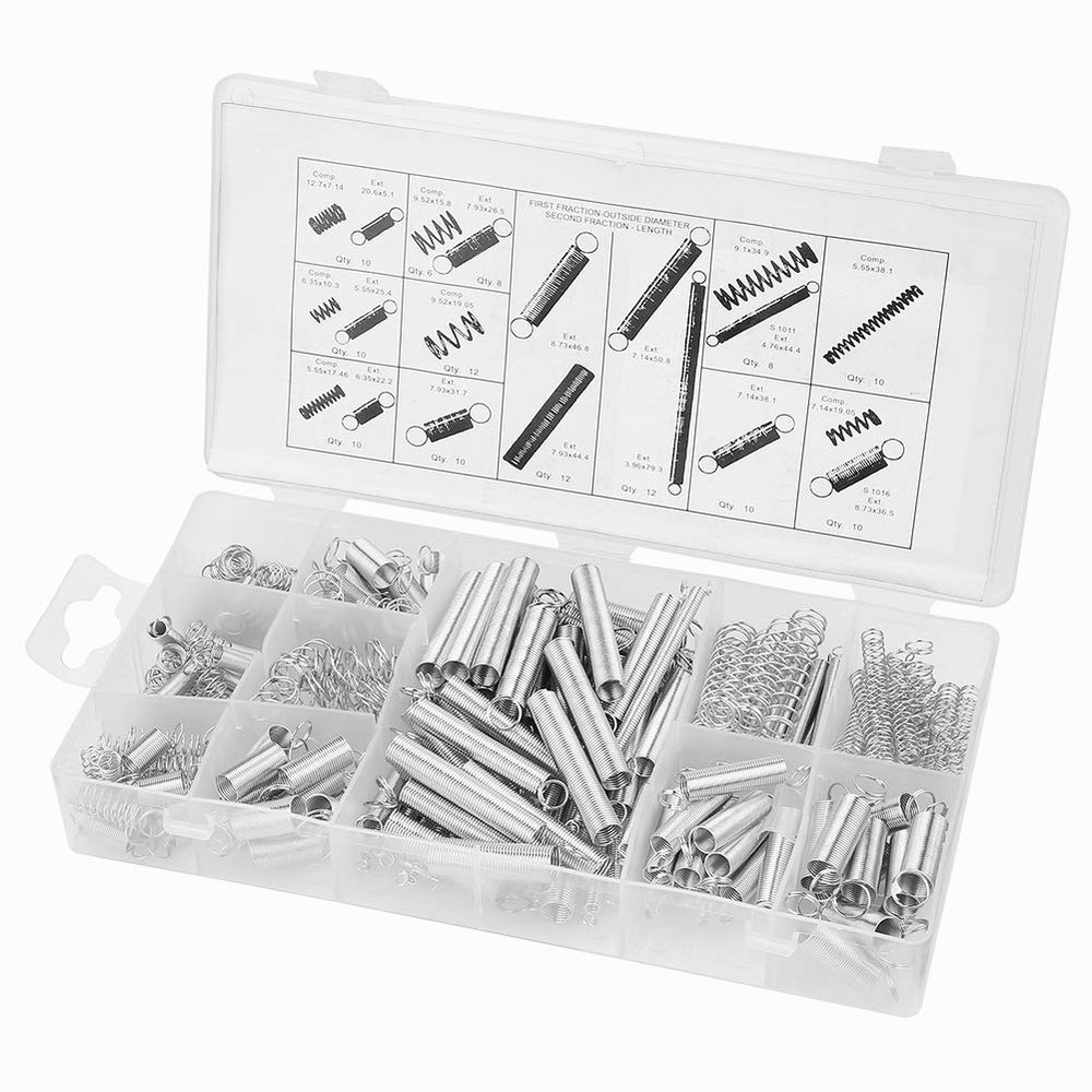Hyuduo 200PCs Carbon Steel Compression Extension Springs Sortment KIT for Craft, Toys and Sofas