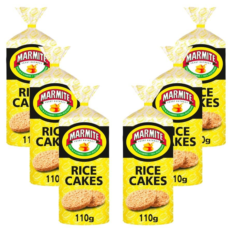 Rice Cake Bundle with Marmite Yeast Extract Rice Cakes 110g - 6 Pack | Rice Cakes with Marmite Yeast Extract, No Artificial Preservatives, Colours or Flavours.