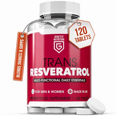 Trans Resveratrol Supplement 120 Tablets Powerful Antioxidant, Multi-Functional Daily Essential for Men & Women Supports Overall Well-Being Made in the UK