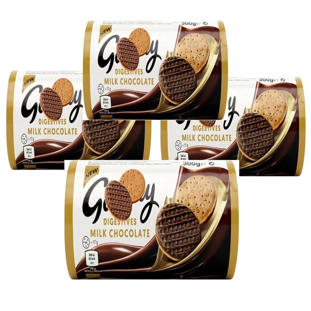 Galaxy Milk Chocolate Digestives Biscuits 300g Indulgent Biscuit Bundle Crunchy Digestives Coated in Smooth Galaxy Milk Chocolate (4x Galaxy Milk Choc Biscuits 300g Pack)