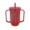 Qancesd Adult Sippy Cup for Elderly 12oz No Spill Cups for Adults 2 Handles Dysphagia Cups with Straw for Disabled Patients, Red view 1