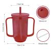 Qancesd Adult Sippy Cup for Elderly 12oz No Spill Cups for Adults 2 Handles Dysphagia Cups with Straw for Disabled Patients, Red view 2