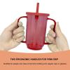 Qancesd Adult Sippy Cup for Elderly 12oz No Spill Cups for Adults 2 Handles Dysphagia Cups with Straw for Disabled Patients, Red view 3
