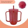 Qancesd Adult Sippy Cup for Elderly 12oz No Spill Cups for Adults 2 Handles Dysphagia Cups with Straw for Disabled Patients, Red view 4