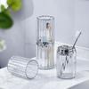 Travel Toothbrush Case with Cover Portable Toothbrush Holder Cup Multifunctional Toothpaste Storage Container Camping Toothbrushes Box Tooth Brush Carrier Holders for Business Trip Clear Grey Silver view 3