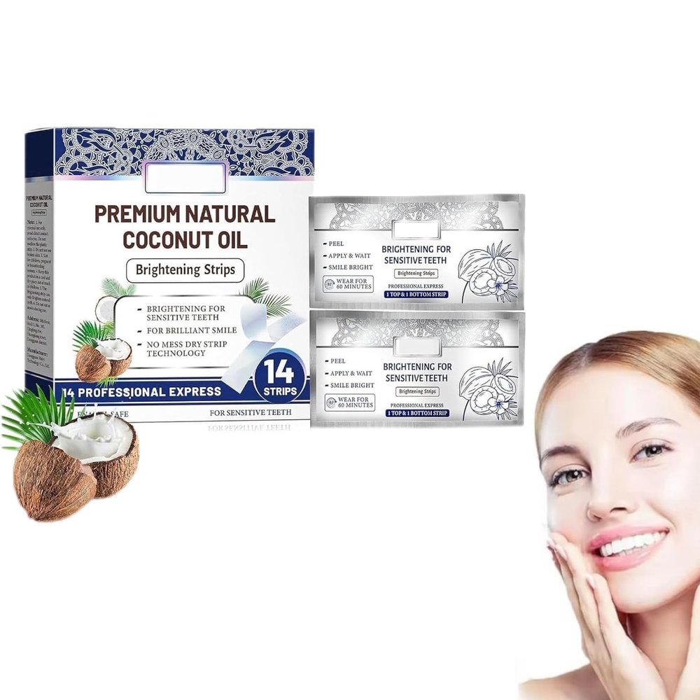 Coconut Mint Whitening Strips,Non-Slip Enamel-Safe Strips,Professional and Safe Teeth Whitenings,Teeth Whitening Kit (1 Box)