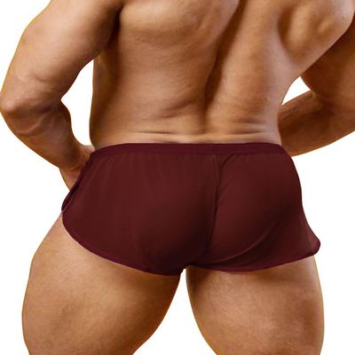 YCHSXAIZ Mens Low Rise Split Shorts Exotic Short Lounge Boxers Color Coffee Size M