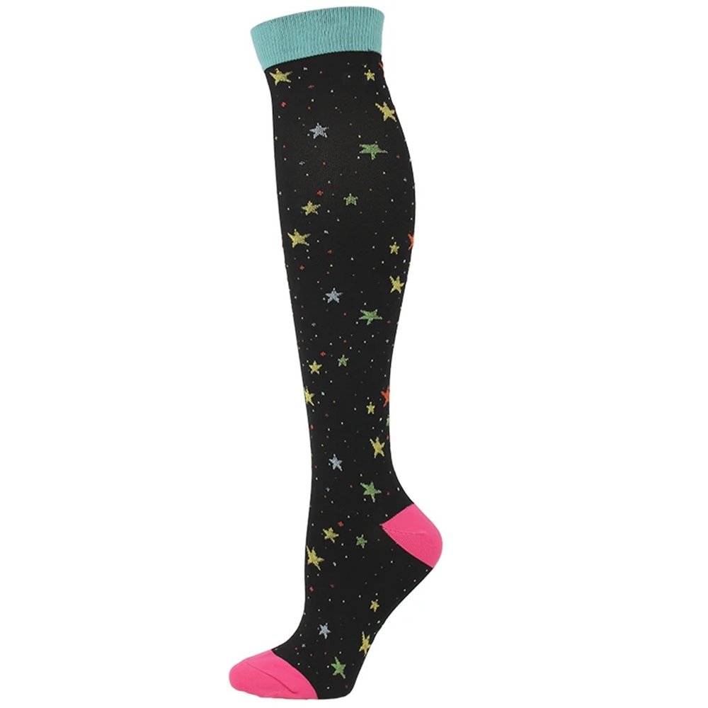 Compression Socks Compression Stockings Man Women 20~30 MmHg Knee High Sports Socks Outdoor Running Football Nursing High Socks(Color 24,S M)