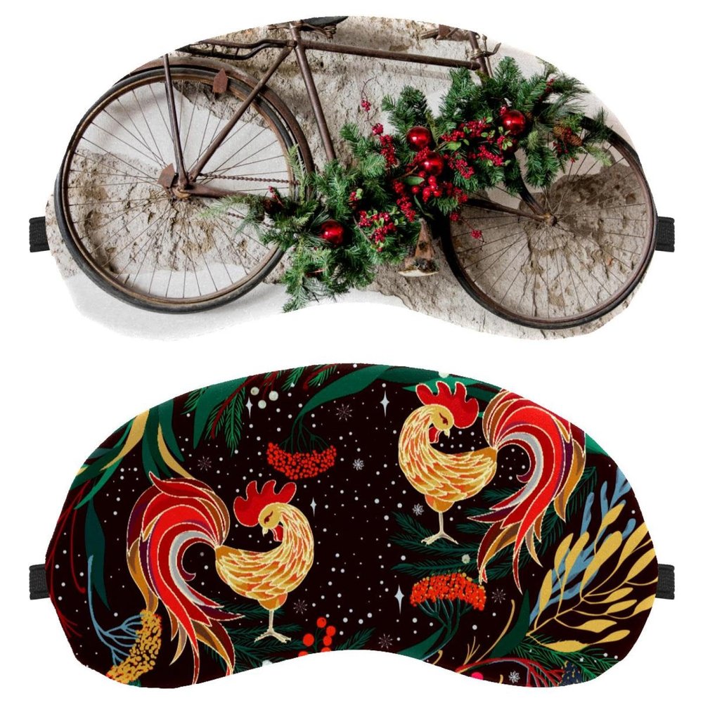 2 Pieces Sleep Eye Mask for Side Sleeper, Sleeping Mask, Valentine's Day Lover Rooster Chicken Light Blocking Eye Mask, Soft Eye Shade Cover for Travel, Nap, Plane