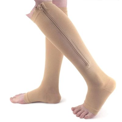 Compression Socks Zipper Compression Socks For Men Sports Socks For Running Cycling Women's Long Stockings(Nude,S M)