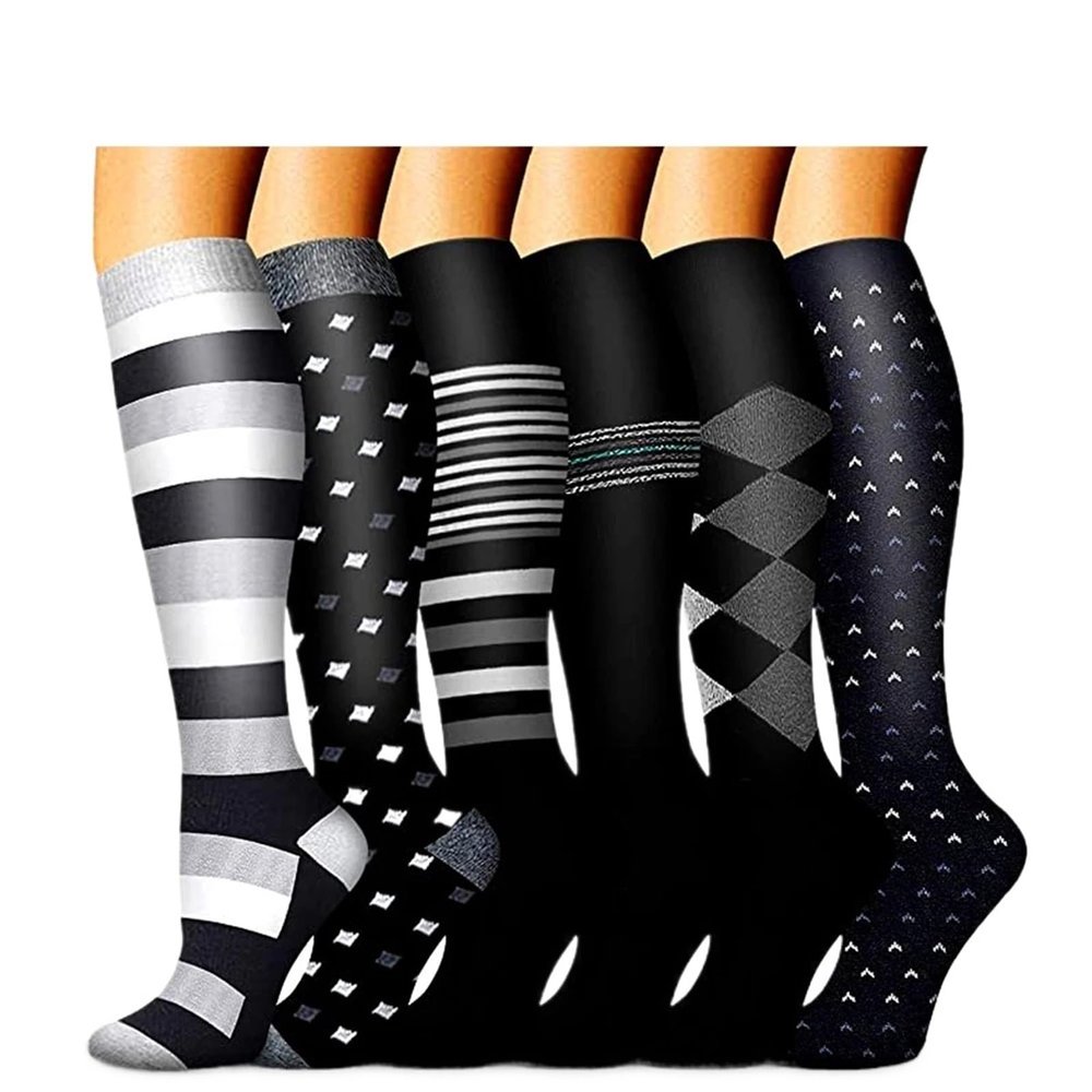Compression Socks 6 Pairs Compression Socks For Women And Men 20-30mmHg-Circulation Support Socks(Color 01,S/M)