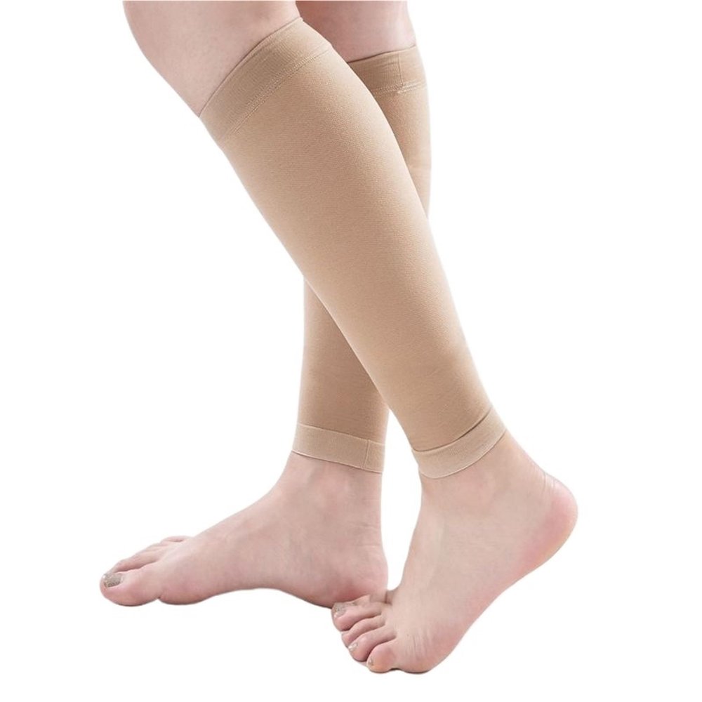 Compression Socks Legbeauty 23-32mmHg Elastic Nursing Compression Stocking Unisex Medical Class 2 Pressure Stockings Sleep Feet(Calf sleeves-Beige,5XL)