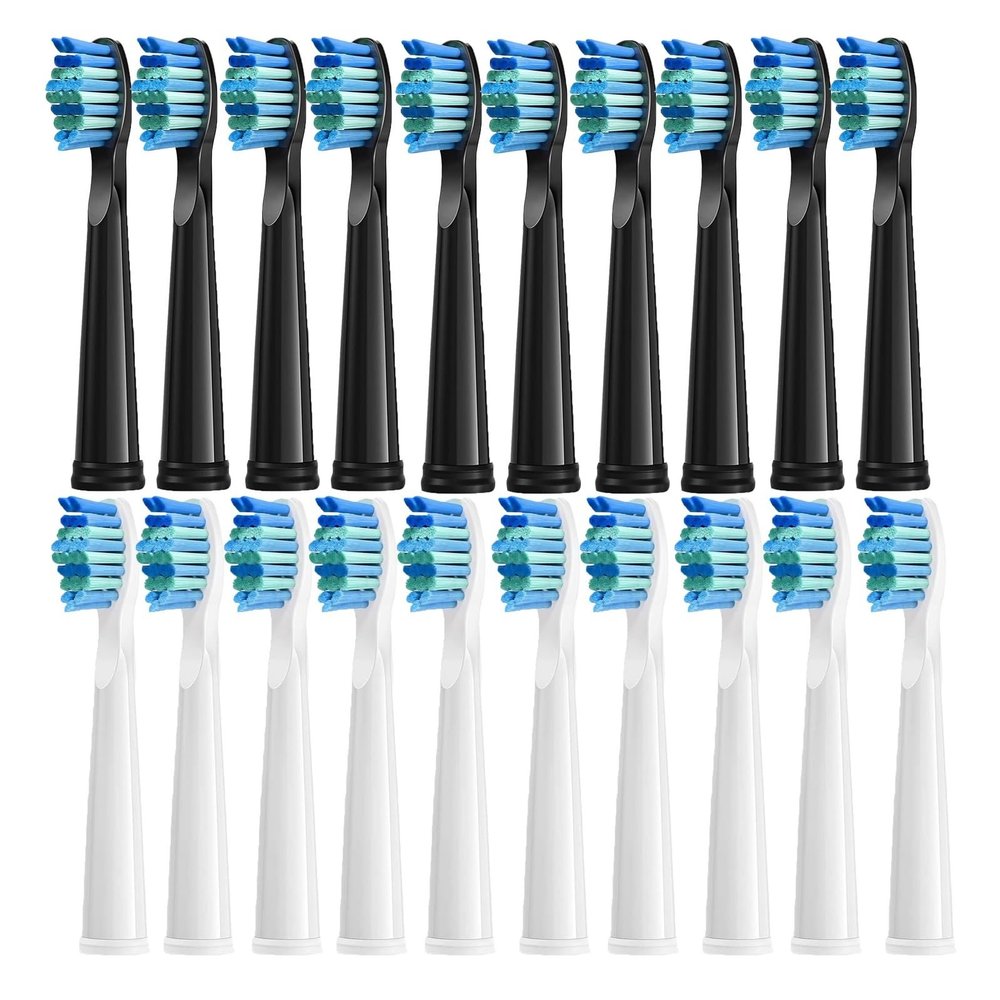 5/10Pcs Electric Toothbrush Replacement Heads Compatible for SEAGO SG910/507/958/515/949/575/551(10White 10Black)