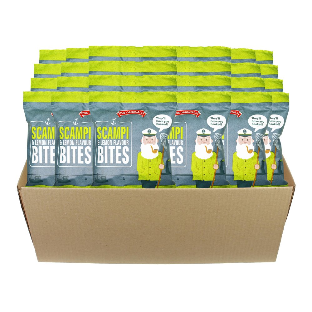 Pub Original Bites - Scampi and Lemon Flavour Crisps Multipack - 24 x 40 g Bags