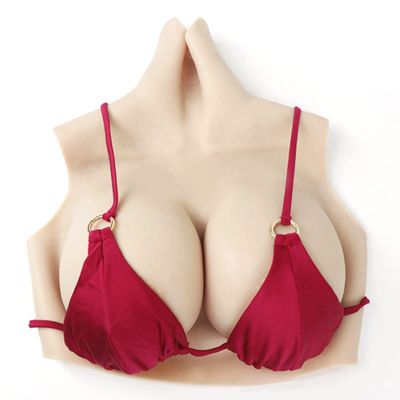 Crossdresser Breast Cotton Filled E Cup Realistic Fake Boobs Silicone Breastplates Forms Breast Plate Breast Silicone for Transgender Mastectomy 1 Tan (Ivory Cotton Filled B Cup)