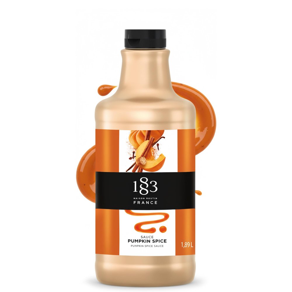 1883 Maison Routin Pumpkin Spice Sauce 1.89L Barista-Grade Beverage Base, Made in the French Alps, Perfect for Mochas, Lattes and Hot Chocolate, Vegetarian, Pump-Compatible Bottle