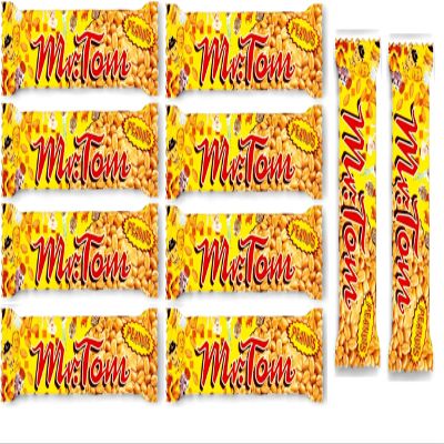 Mr. Tom Crunch Bars Classic Roasted Peanut & Bars Vegan Friendly No Chocolate Source of Fibre (10x Mr.Tom Peanut Caramel bars 1x 40g, Peanuts Caramel)