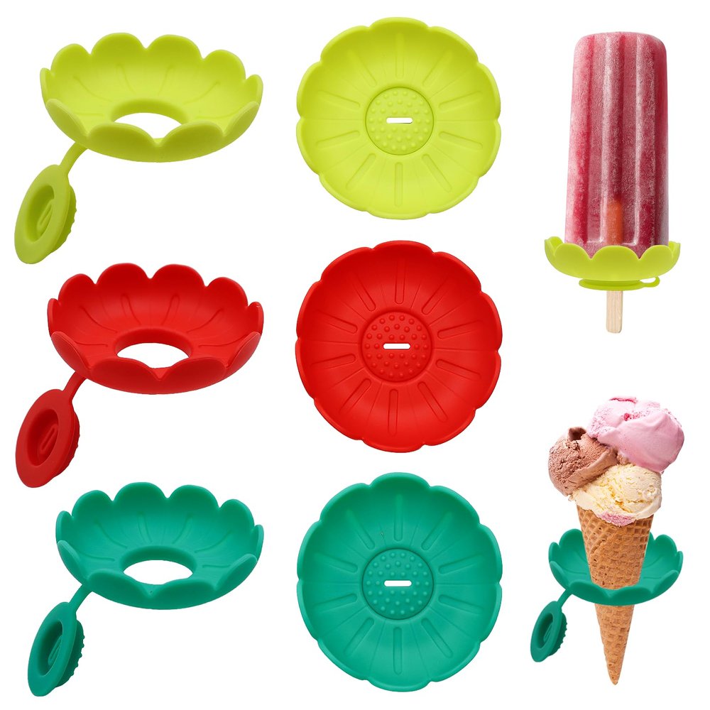 OMJMYY Pack of 6 Drip-Free Ice Lolly Holder Ice Drip Protection Holder Silicone Ice Holder Children Drip-Free Ice Lolly Holder Reusable Popsicle Holder for Adults and Children
