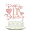 11th Birthday Cake Topper Decorations for Girls Pink Glitter Happy 11th Birthday Cake Decoration view 1