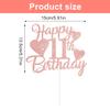 11th Birthday Cake Topper Decorations for Girls Pink Glitter Happy 11th Birthday Cake Decoration view 2