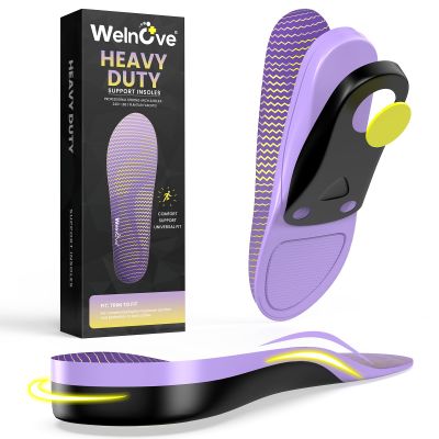 Welnove Achilles Tendonitis Relief Insoles - Heel Cushion Insoles for Plantar Fasciitis with Arch Support,Arch Support Insoles for Women & Men-Women 9-10|Men 7.5-8.5(XL)