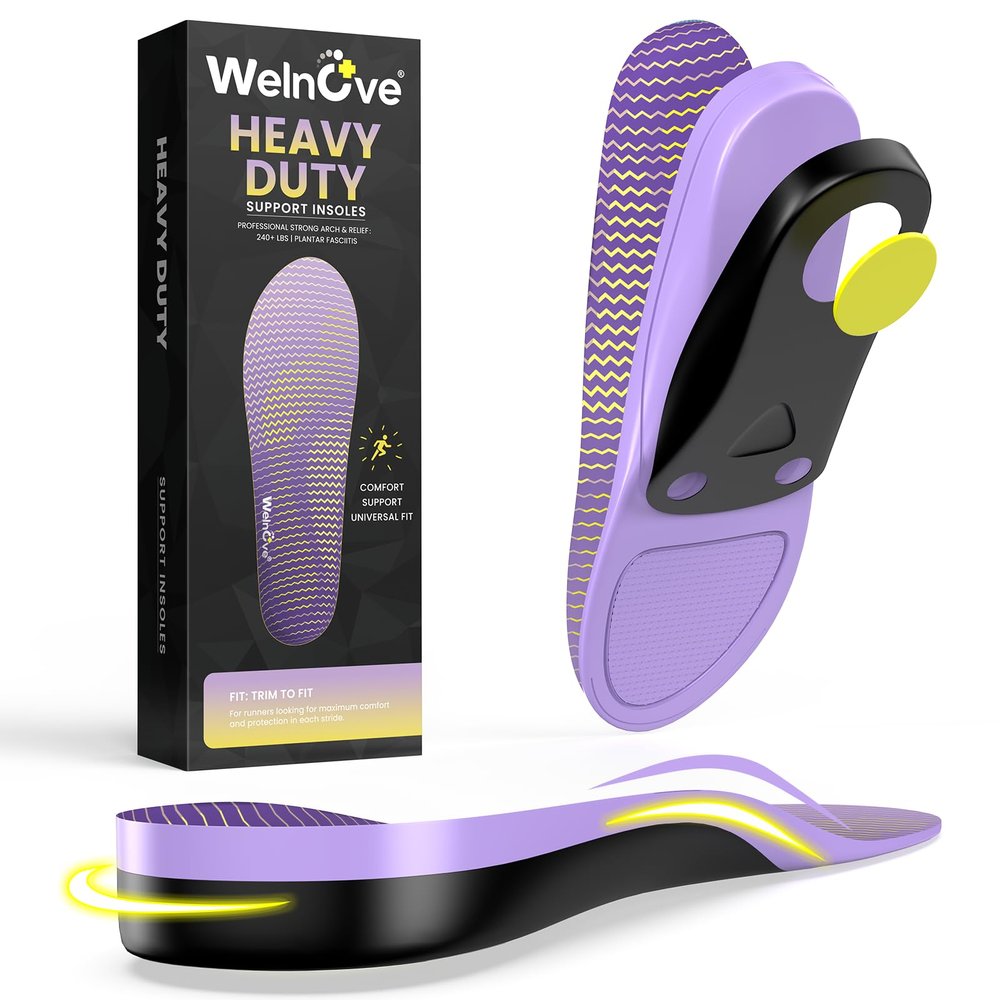 Welnove Achilles Tendonitis Relief Insoles - Heel Cushion Insoles for Plantar Fasciitis with Arch Support,Arch Support Insoles for Women & Men-Women 9-10|Men 7.5-8.5(XL)