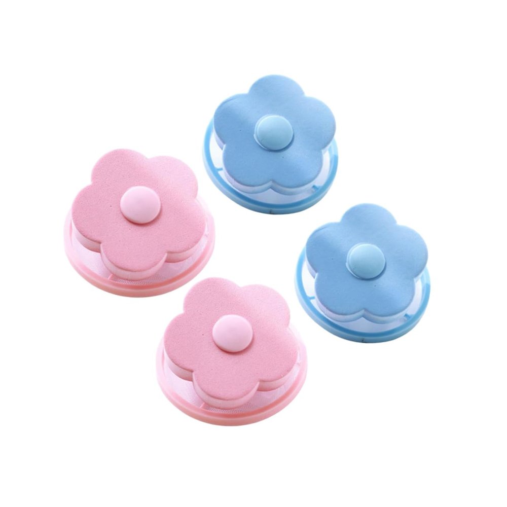 HEATSHAKING 4pcs Hair Remover Cleaning Bag for Washing Machine Flower Shaped Laundry Ball at Removing Pet Hair and Lint during Clothes Washing Random Color