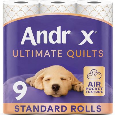 Andreax Ultimate Quilts Toilet Tissue Standard Rolls 9 Rolls