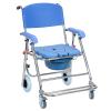 3-in-1 Commode Toilet Chair,Rolling Mobile Toilet Commode Shower Chair,Height Adjustable Bedside Commode with Removable Pot Folding Pedal for Elder Disabled People Soft seat view 1