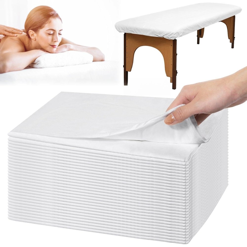 30 Disposable Massage Table Sheets, Oil and Water Resistant, 35.4 X 86.6 Inches for Spa and Salon Use