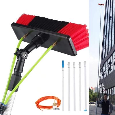 HMASNSEIY Hard Bristle Brush Extension Pole, Scrub Brush with Telescopic Pole,Long Handle Cleaning Brush and Deck Brush for House Siding, Deck, Garage, Patio and More,9m Rod/30cm Brush Head