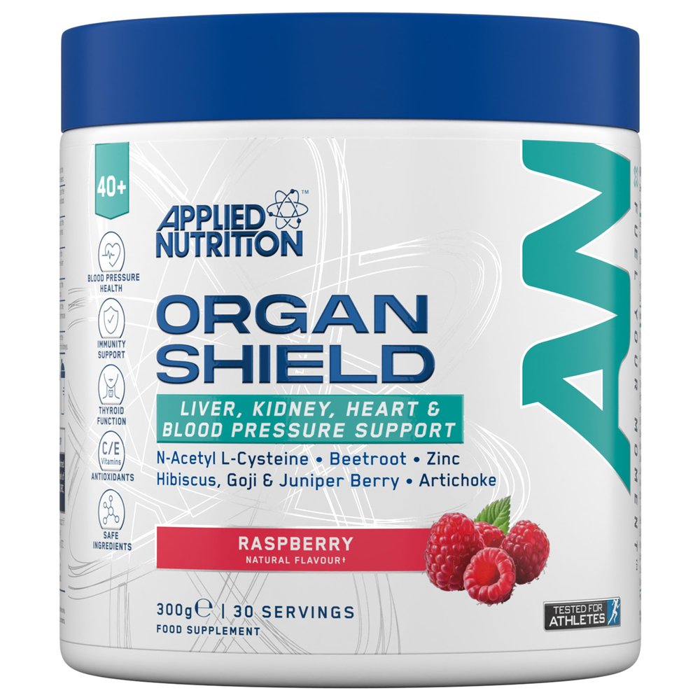 Applied Nutrition Organ Shield for Over 40s | Antioxidant Support, Choline, CoQ10, Selenium & Botanicals | Informed Sport Raspberry (300g 30 Servings)