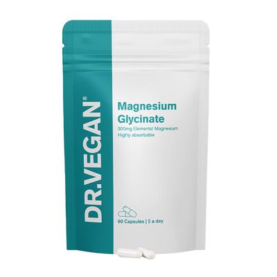 Daily Magnesium Glycinate 1500mg | Provides 300mg of Pure Elemental Magnesium | Fatigue, Mood and Muscle Recovery | 60 Vegan Capsules | Two-A-Day