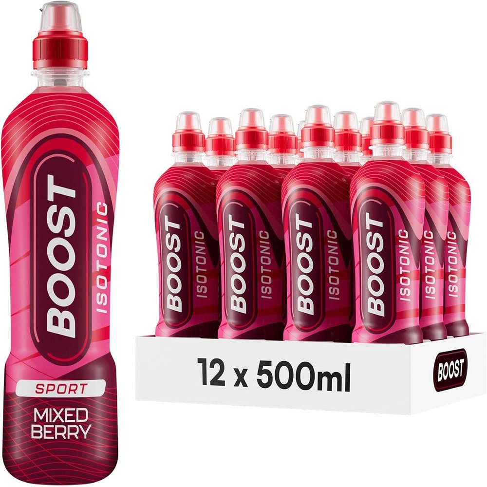 Boost Sports Drinks, Mixed Berry Flavour, 500ml Bottles, Pack of 12
