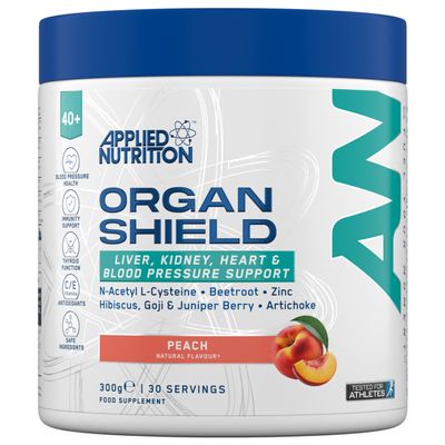 Applied Nutrition Organ Shield for Over 40s | Antioxidant Support, Choline, CoQ10, Selenium & Botanicals | Informed Sport Peach (300g 30 Servings)