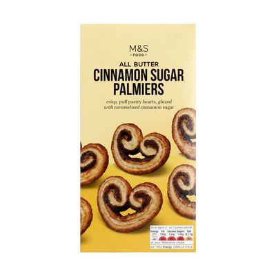 2X of M&S All Butter Cinnamon Sugar Palmiers, Crisp Puff Pastry Hearts, 100g