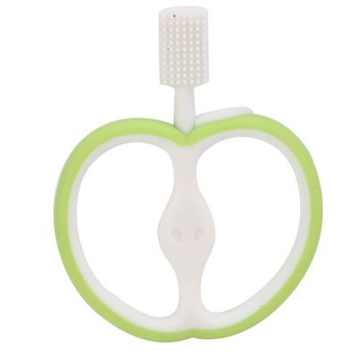 Saluaqui Fruit Shaped Silicone Infant Toothbrush | Design Baby Oral Care Tool | Double-Sided Cleaning for Gum Massage | Safe & Eco-Friendly with Easy Grip Handle (Green)