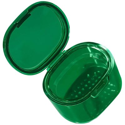 IMIKEYA Reusable Retainer Box Small Denture Guard Case with Ventilated Lid Portable Orthodontic Storage Container for Braces and Teeth Cleaning