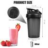 ACWOO Protein Shaker Bottle with Stainless Steel Mixing Ball 500ml, 2pcs Protein & Supplement Shaker Bottle, BPA Free Protein Shake Bottle, Leak Proof Flip Flop Lid Shake Bottle Mixer, Black + White view 2