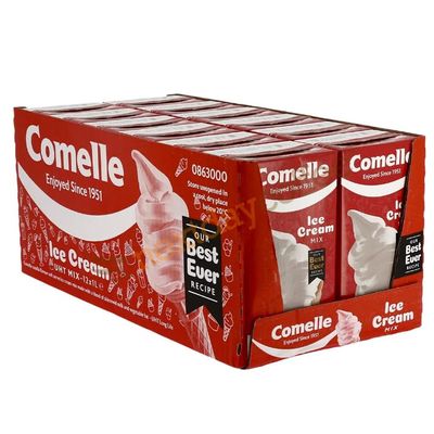 Comelle Ice Cream Mix Vanilla Soft Serve | Instant Ready to Freeze | UHT | Long Life Dairy Skimmed Milk | Sundea Mousse Dessert Shake | (With Lucky Boy Greetings Card) (12x1Lt)