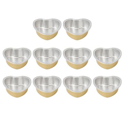 OKJHFD 10pcs Wax Melting Bowl Heart Shape Aluminum Foil Wax Bean Bowl for Hair Removal Golden Large