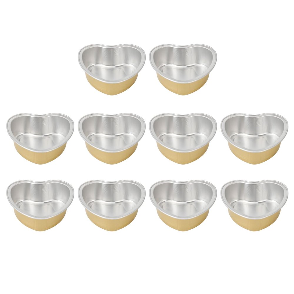 OKJHFD 10pcs Wax Melting Bowl Heart Shape Aluminum Foil Wax Bean Bowl for Hair Removal Golden Large