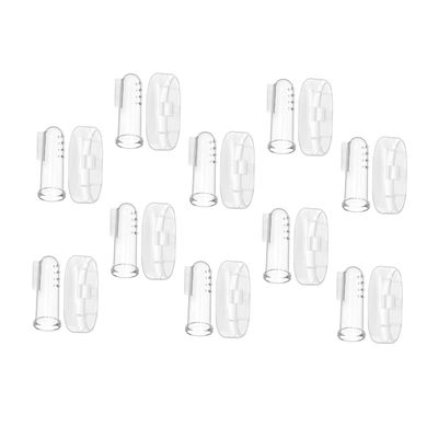 DEARMAMY 10 Sets Baby Finger Toothbrush Silicone Teeth Cleaner Double-Sided Design Delicate Massage Bumps Soft Bristles Storage Cases Infant Oral Care